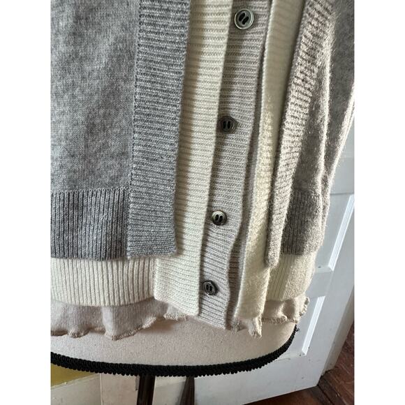 NWT Diane Snyder Cashmere Glenn Triple Band Gray Layered Cardigan size M - Picture 6 of 16